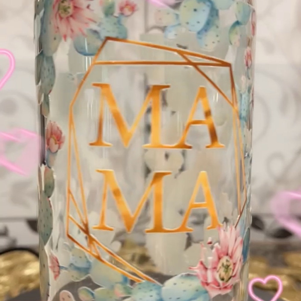 Desert, Dusty Rose and Dusty blue 16 oz Floral Mama Glass Can Cup